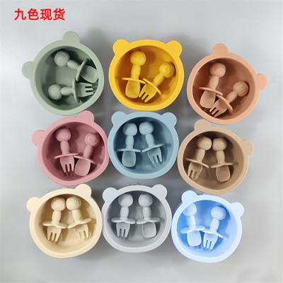 silicone baby bowl set spoon fork