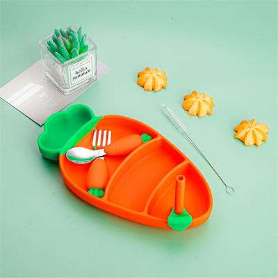 carrot shap baby silicone feeding set